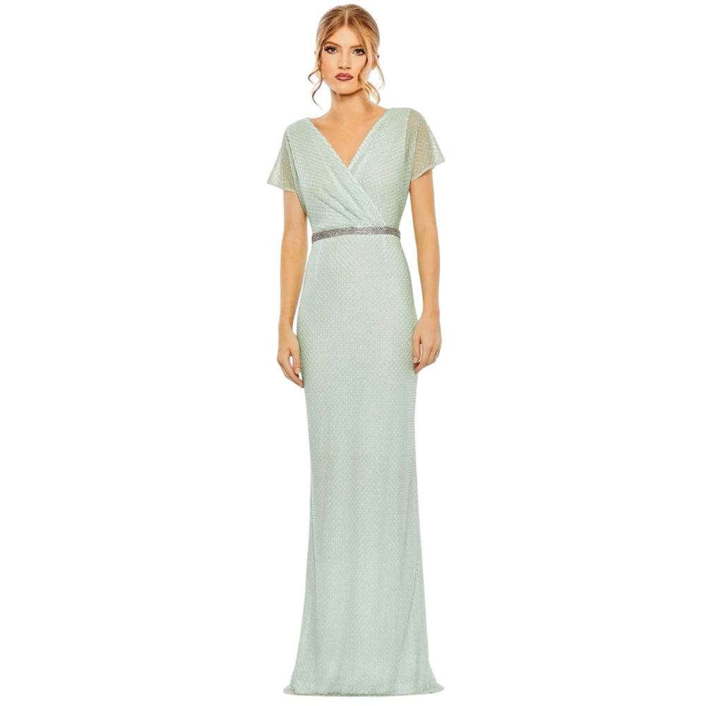 Mac Duggal Dress Elegant Mint Green Evening Gown Size 10